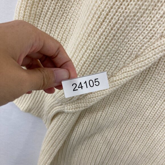 New SO size XXL Cream Boho Print Turtle Neck Puff Sleeve Tunic Sweater Cozy - Picture 11 of 11